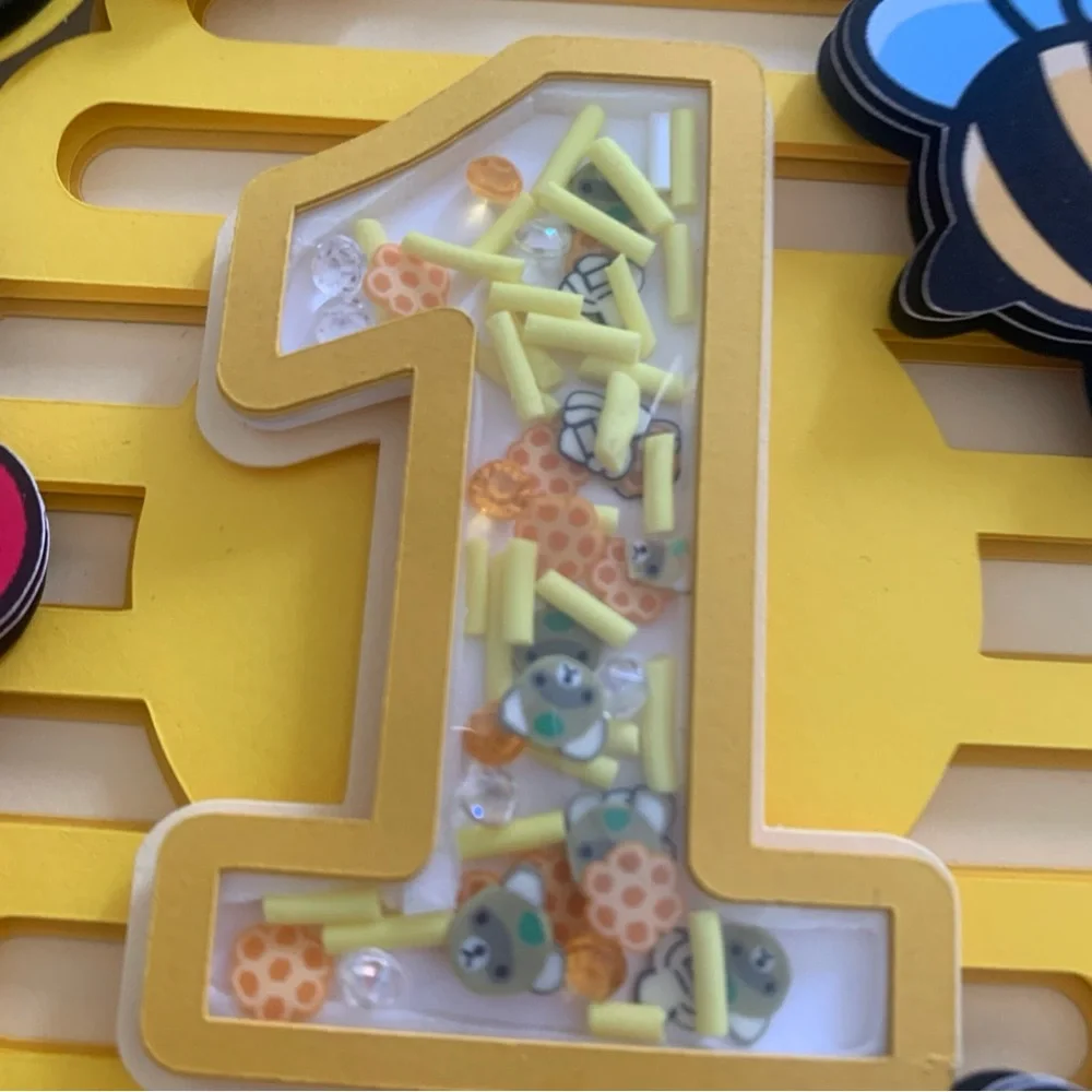 Yellow 'Sweet 1' Bee Cake Topper